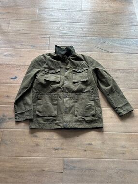 Hidden Jeans Reversible Military Field Zip Jacket in Dark Olive